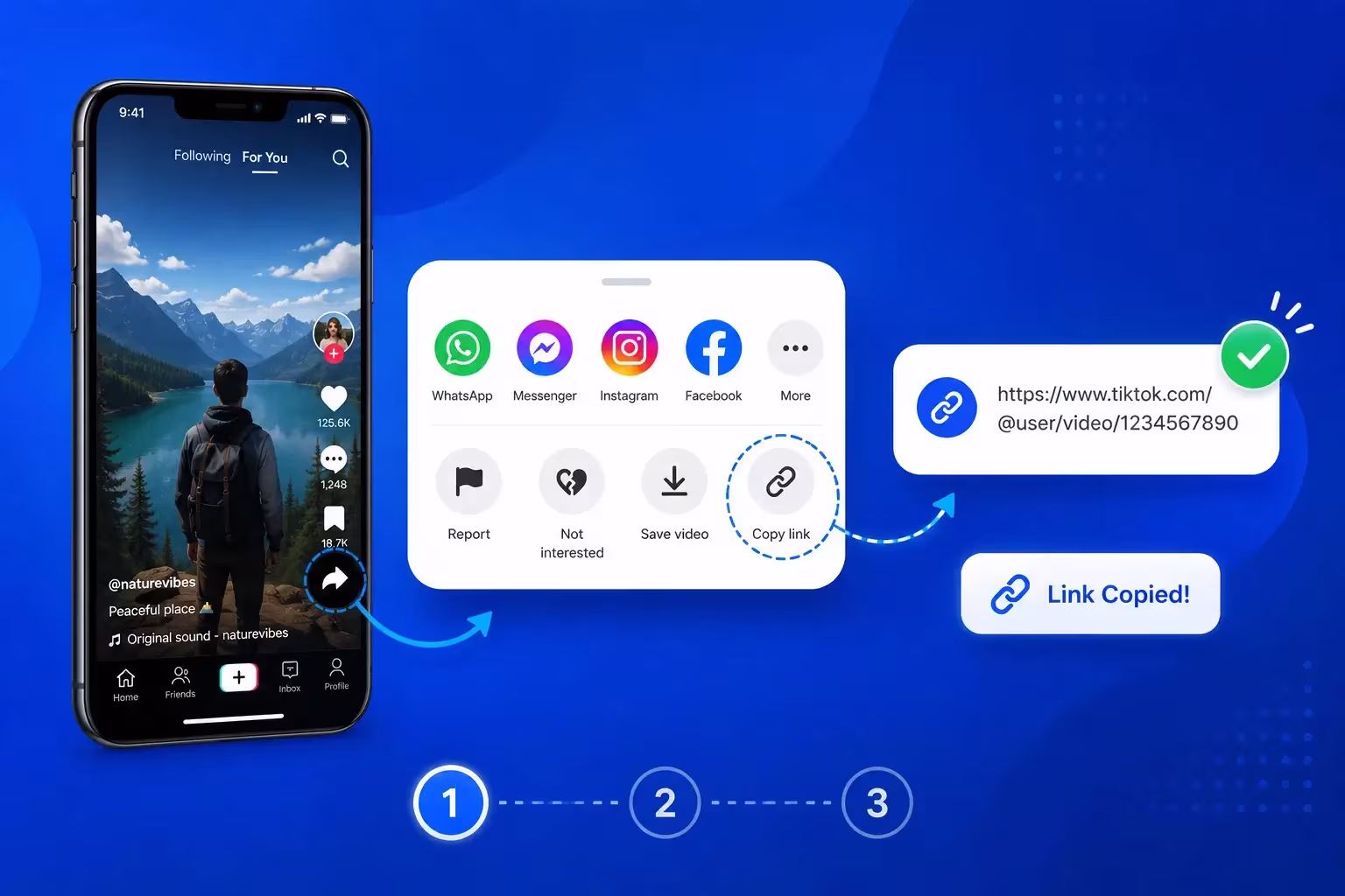Copy a TikTok video link to convert it to MP3