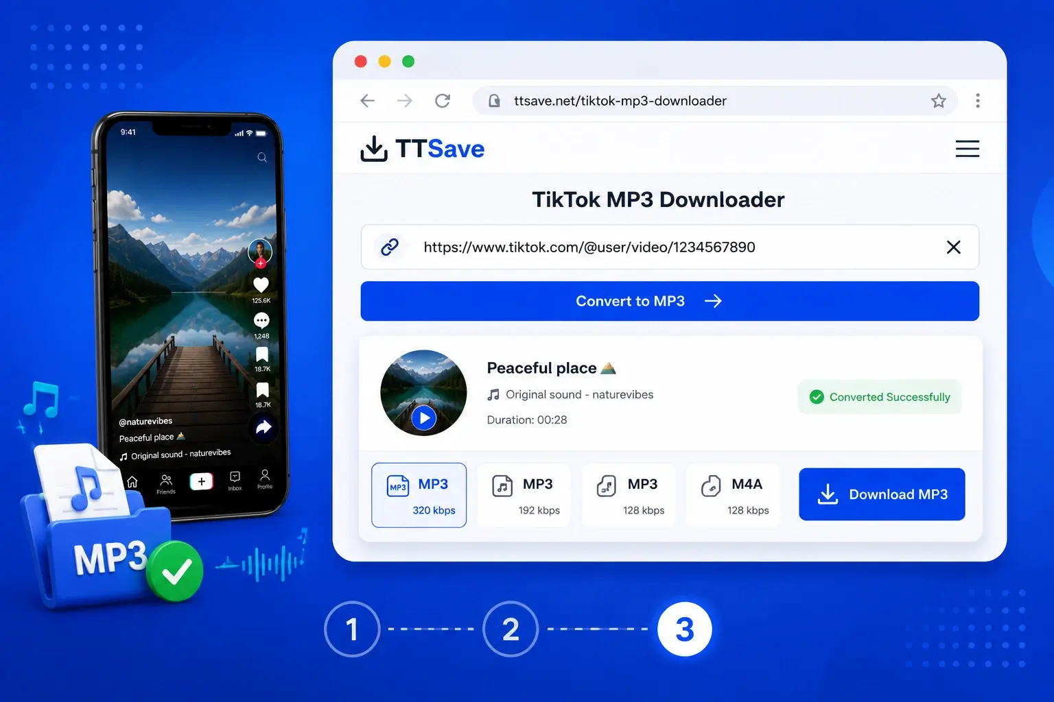 Download converted TikTok audio as an MP3 file