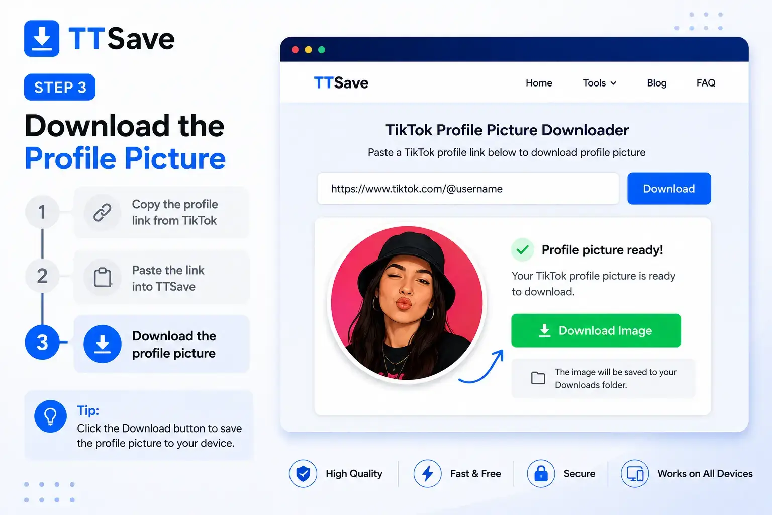 Download a TikTok profile picture with TtSave