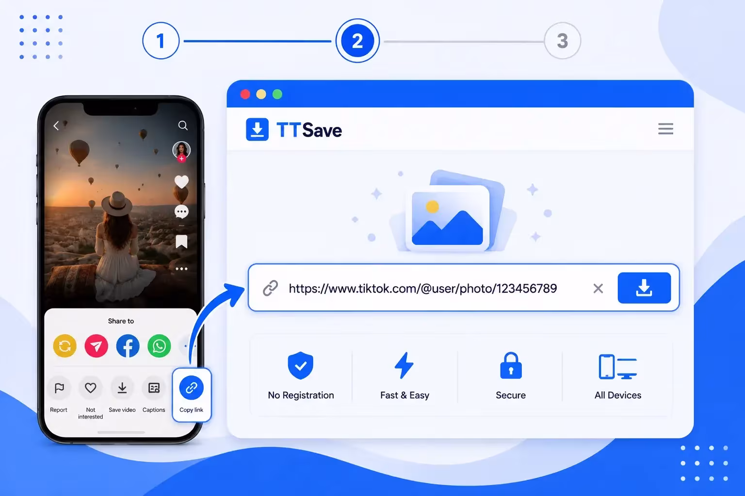 Paste a TikTok photo link into TTSave